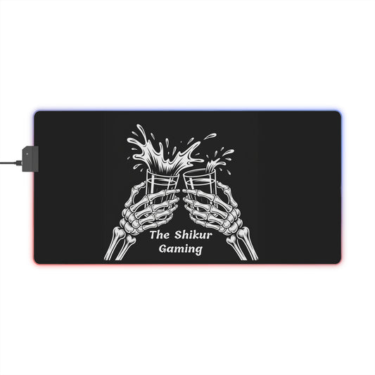 LED Gaming Mouse Pad with Skeleton Cheers Design, Gamer Desk Accessory, RGB Lighting Mouse Mat, Cool Gaming Gift, PC Setup Decor - Up In Arms