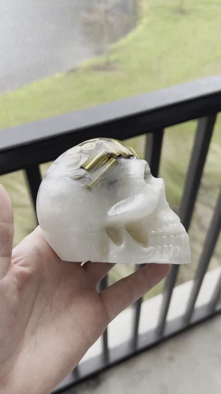 Bullet Skull | Epoxy Resin Skull | Skull Decoration | Bullet decoration | man cave gift | man cave decoration