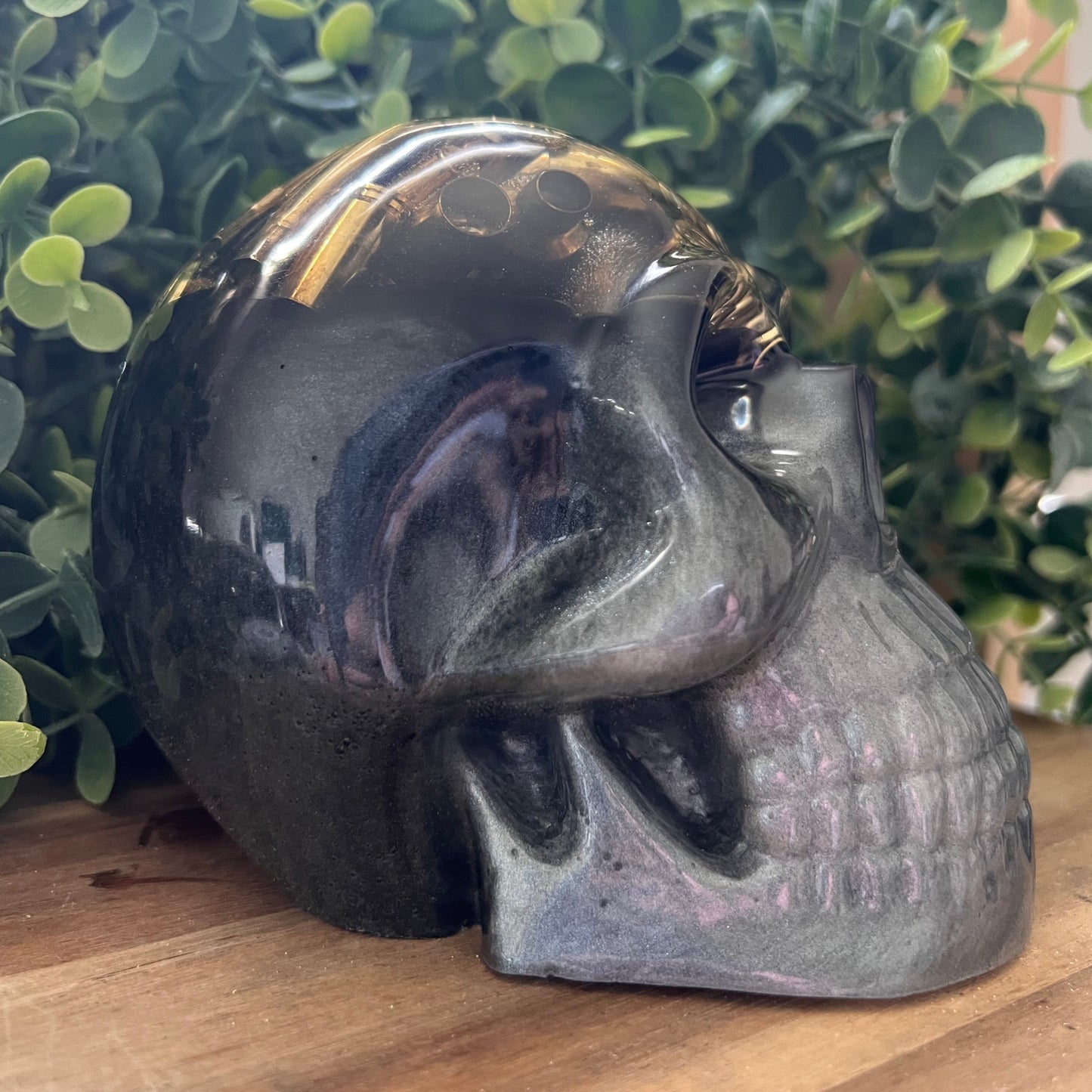 Large Silver and Black Bullet Skull