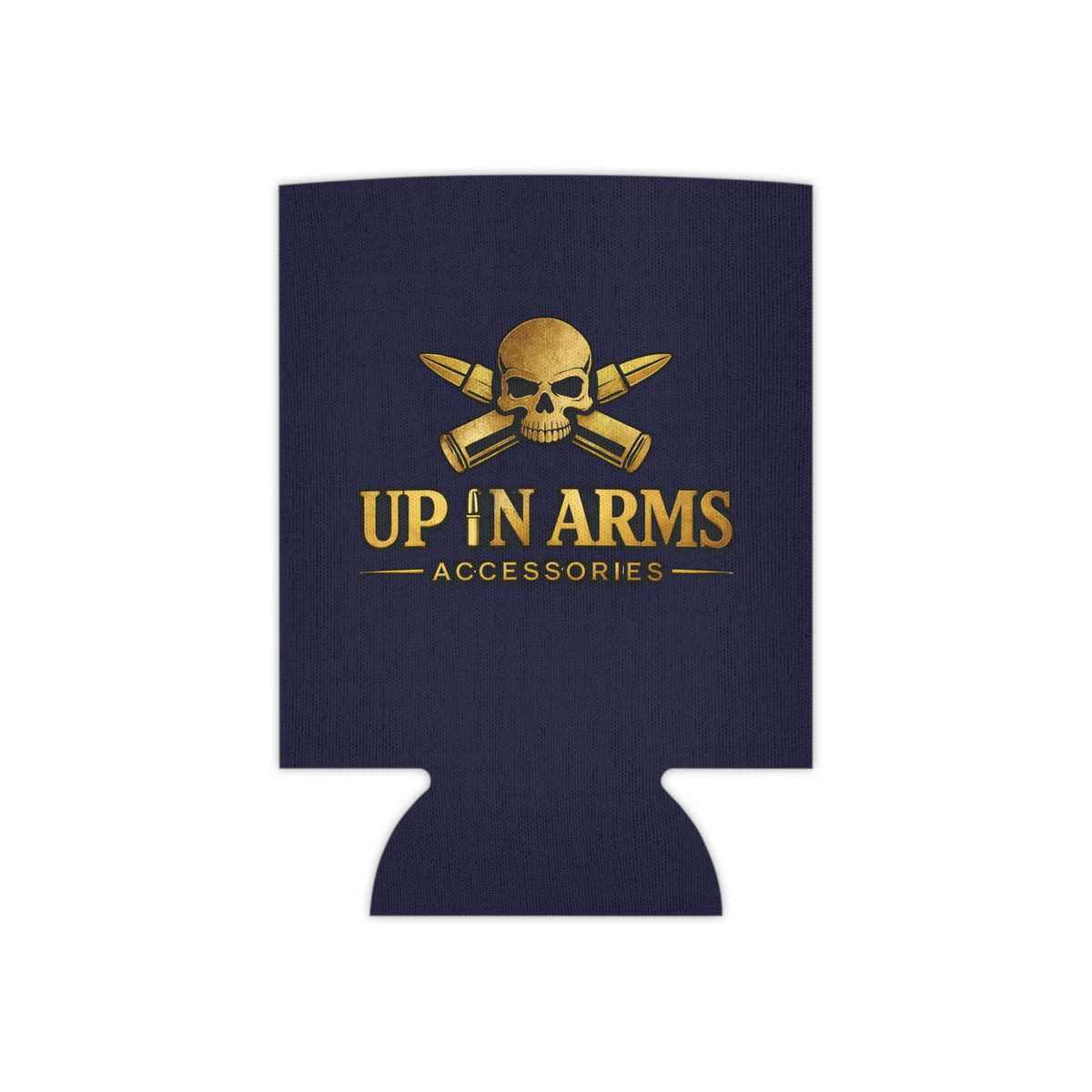 Up In Arms Logo Can Cooler — Navy Beer Koozie