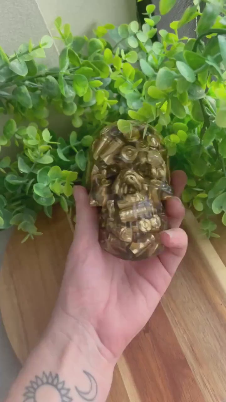 Clear Bullet Skull | Epoxy Resin Skull | Skull Decoration | Bullet decoration | man cave gift | man cave decoration